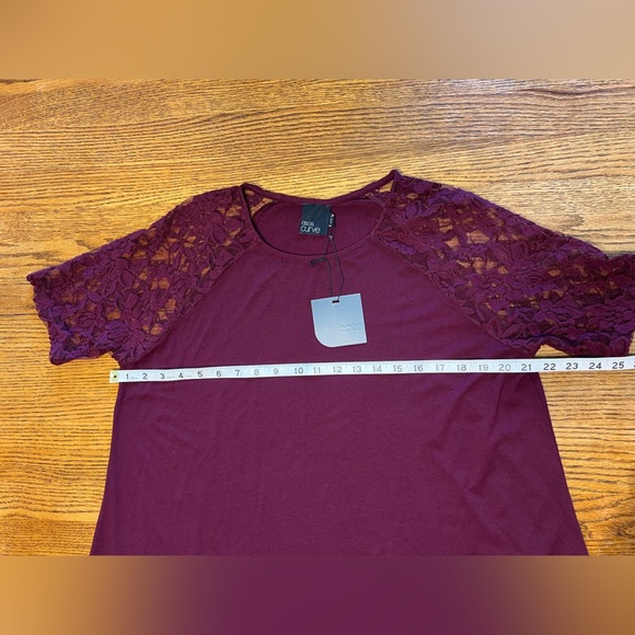 ASOS Curve purpleish maroon A line dress with lace shoulders NWT - Picture 7 of 9